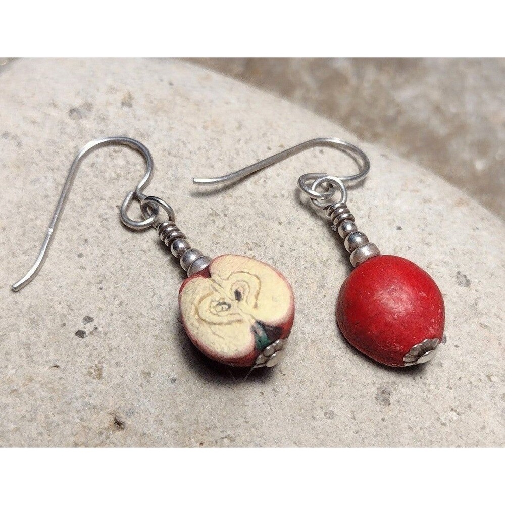 Apple Sterling Silver Dangle Earrings Artisan